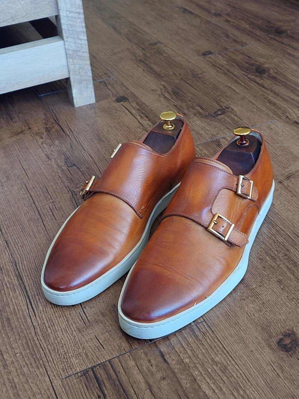 Santoni “BANKABLE” Tan Brown Double Monk Strap Sneakers Size US 9D